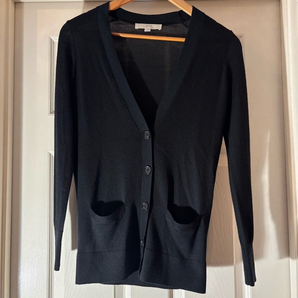 LOFT Black Cardigan Sweater